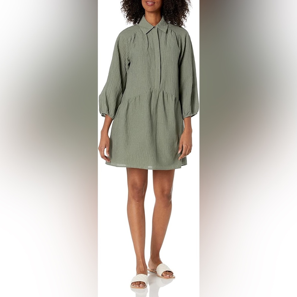 CLUB MONACO Puff Sleeve Shirt Dress (Seaspray) - size xs